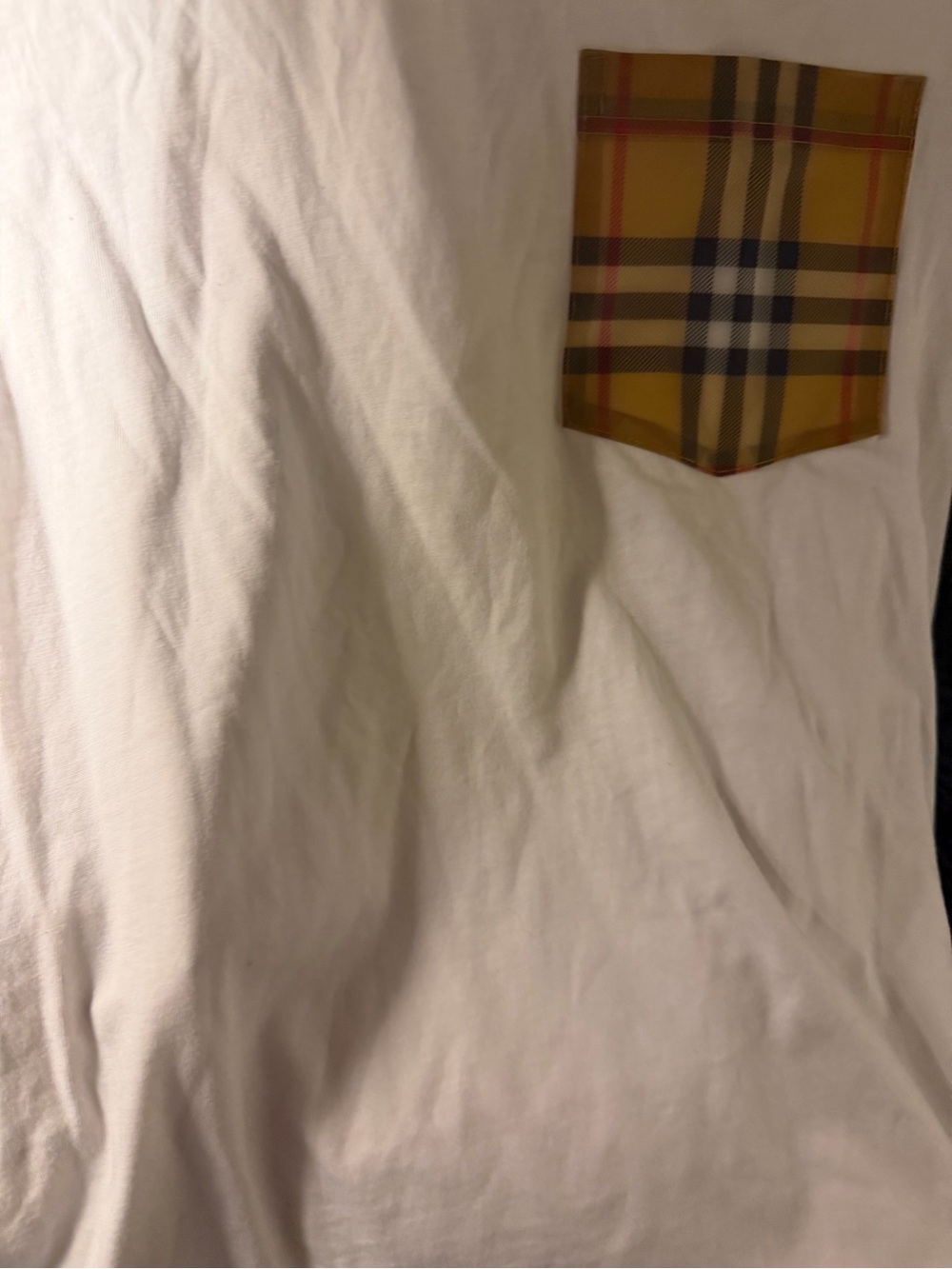 Burberry White Short-Sleeve **AUTHENTIC**Shirt with Yellow Plaid Pocket